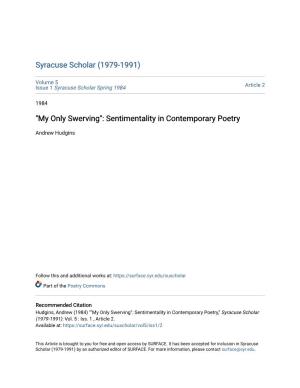 Sentimentality in Contemporary Poetry