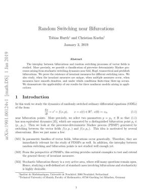 Random Switching Near Bifurcations Arxiv:1901.00124V1 [Math.DS] 1