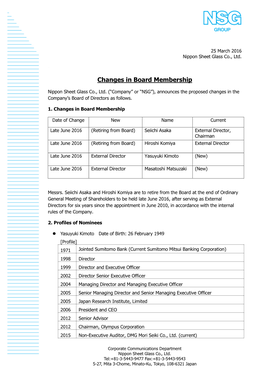 Changes in Board Membership [.Pdf 164KB]