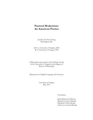 Pastoral Modernism: an American Poetics