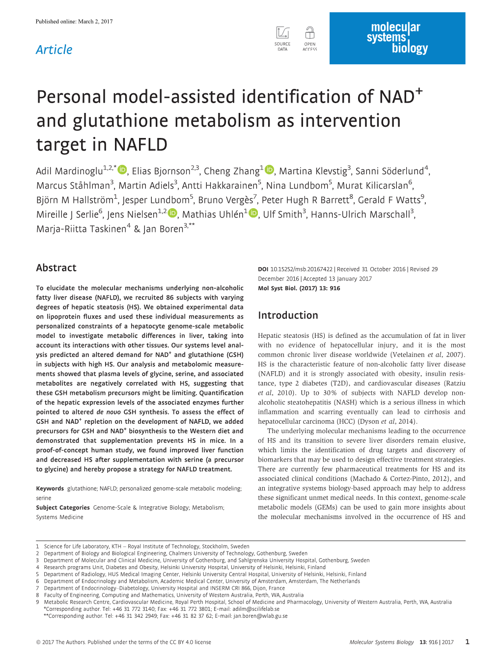 And Glutathione Metabolism As Intervention Target in NAFLD