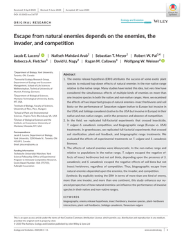 Escape from Natural Enemies Depends on the Enemies, the Invader, and Competition