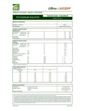 Potassium Sulfate Cas N° 7778 - 80 - 5