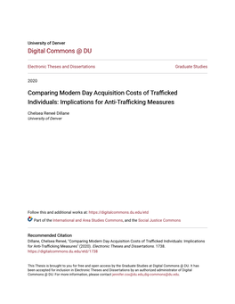 Comparing Modern Day Acquisition Costs of Trafficked Individuals: Implications for Anti-Trafficking Measures