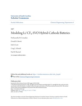Modeling Li/CF X -SVO Hybrid-Cathode Batteries