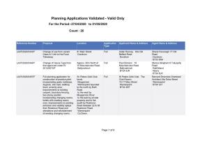 Planning Applications Validated - Valid Only for the Period:-27/04/2020 to 01/05/2020