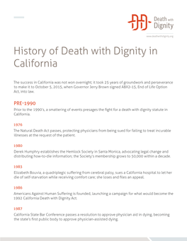 History of Death with Dignity in California