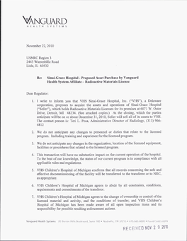 VHS Sinai-Grace Hospital, Inc.'S Request to Amend License