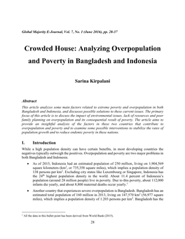 Crowded House: Analyzing Overpopulation and Poverty in Bangladesh and Indonesia
