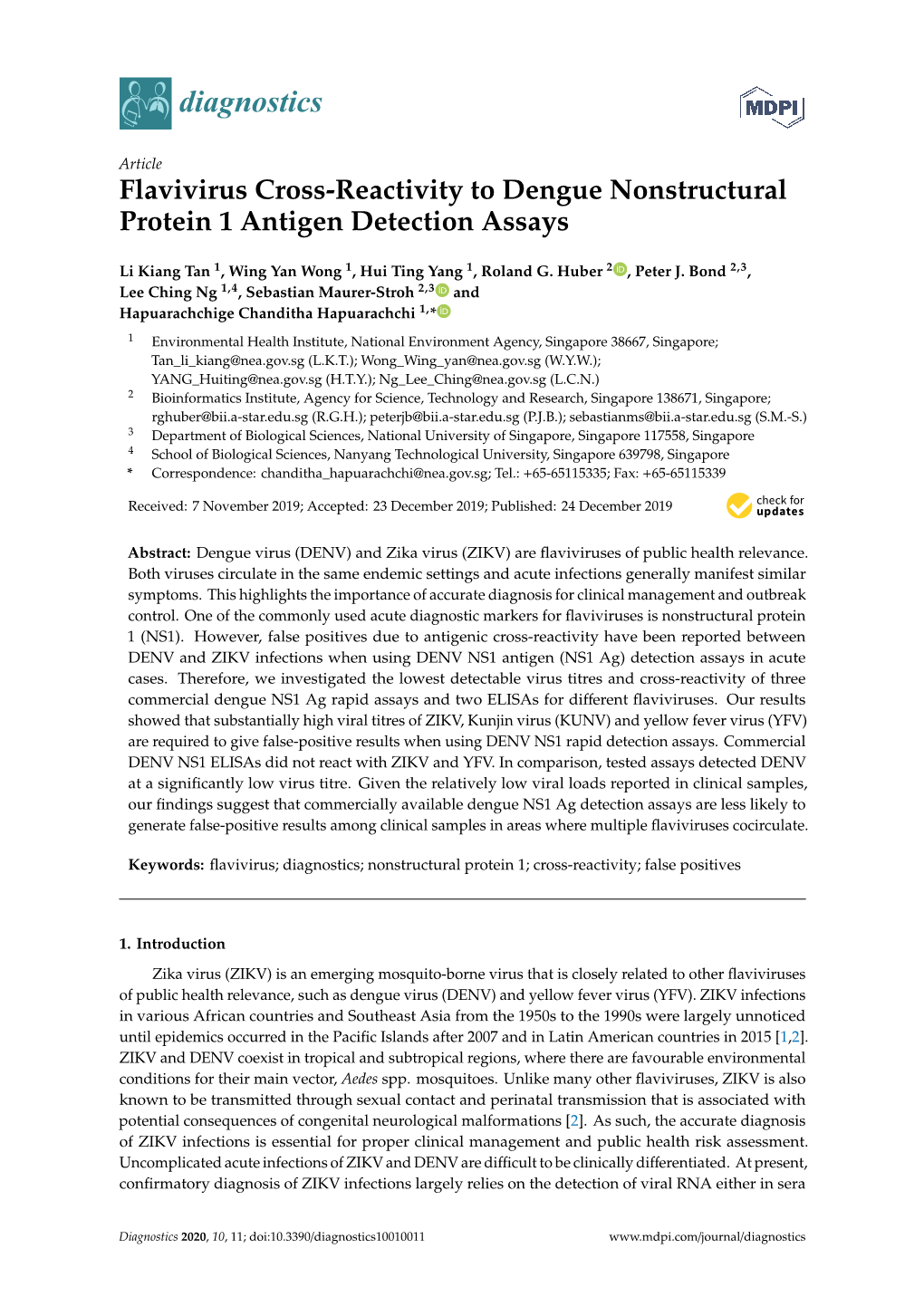 Flavivirus Cross-Reactivity to Dengue Nonstructural Protein 1 Antigen Detection Assays