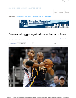Pacers' Struggle Against Zone Leads to Loss