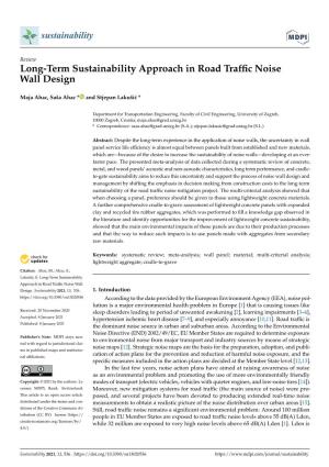 Long-Term Sustainability Approach in Road Traffic Noise Wall Design