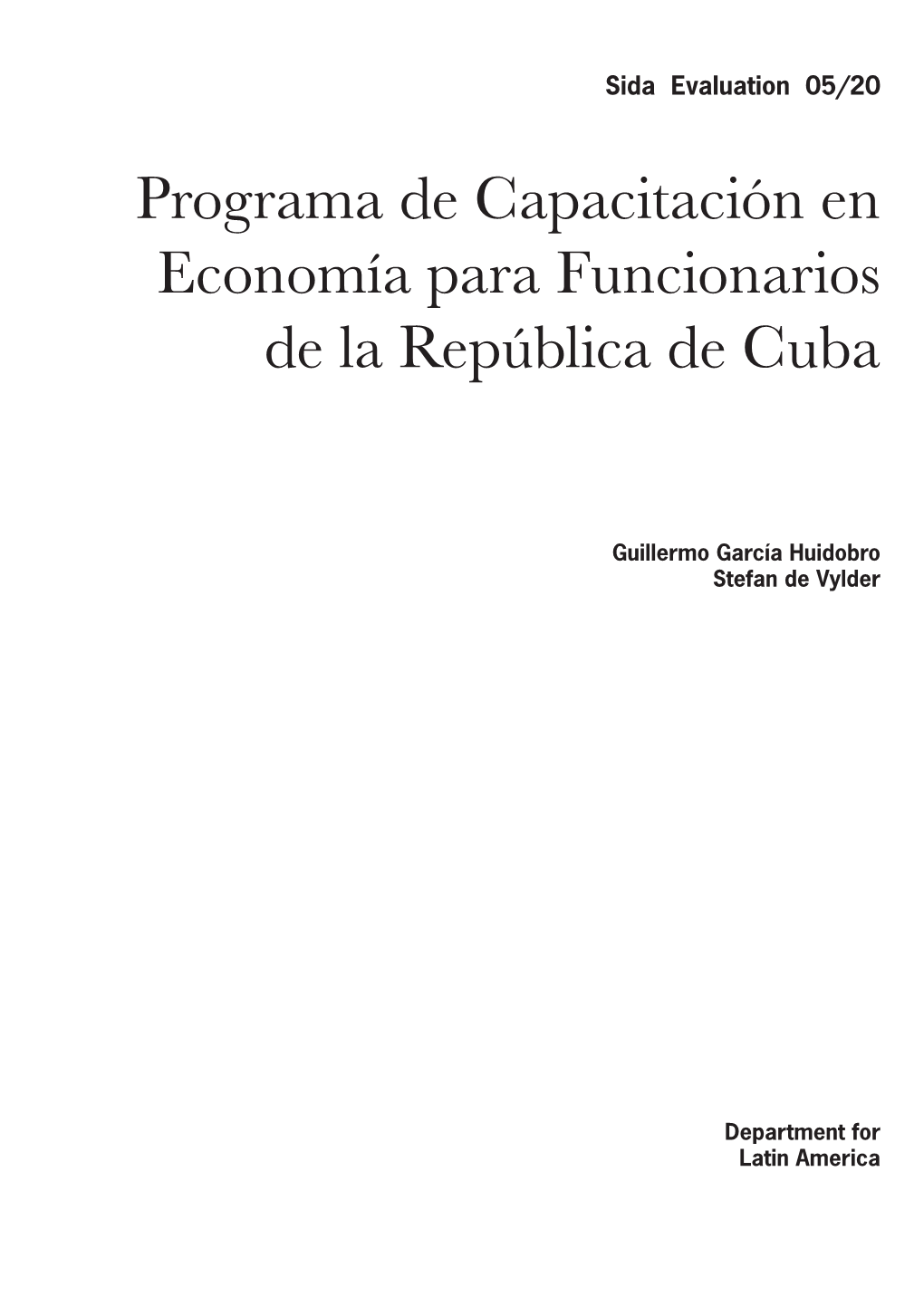 Programa De Capacitación En Economía Para Funcionarios De La República De Cuba