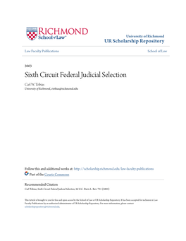 Sixth Circuit Federal Judicial Selection Carl W