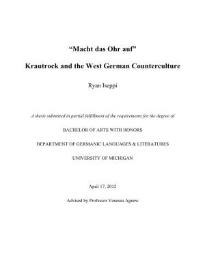 Krautrock and the West German Counterculture