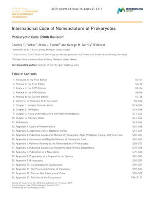 International Code of Nomenclature of Prokaryotes