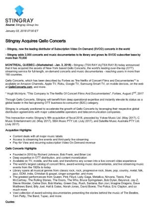 Stingray Acquires Qello Concerts
