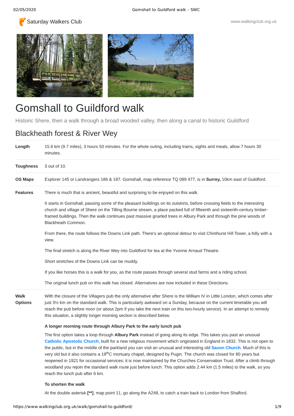 Gomshall to Guildford Walk - SWC