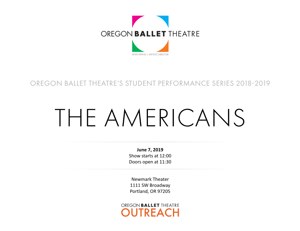 Oregon Ballet Theatre's Student Performance Series 2018-2019