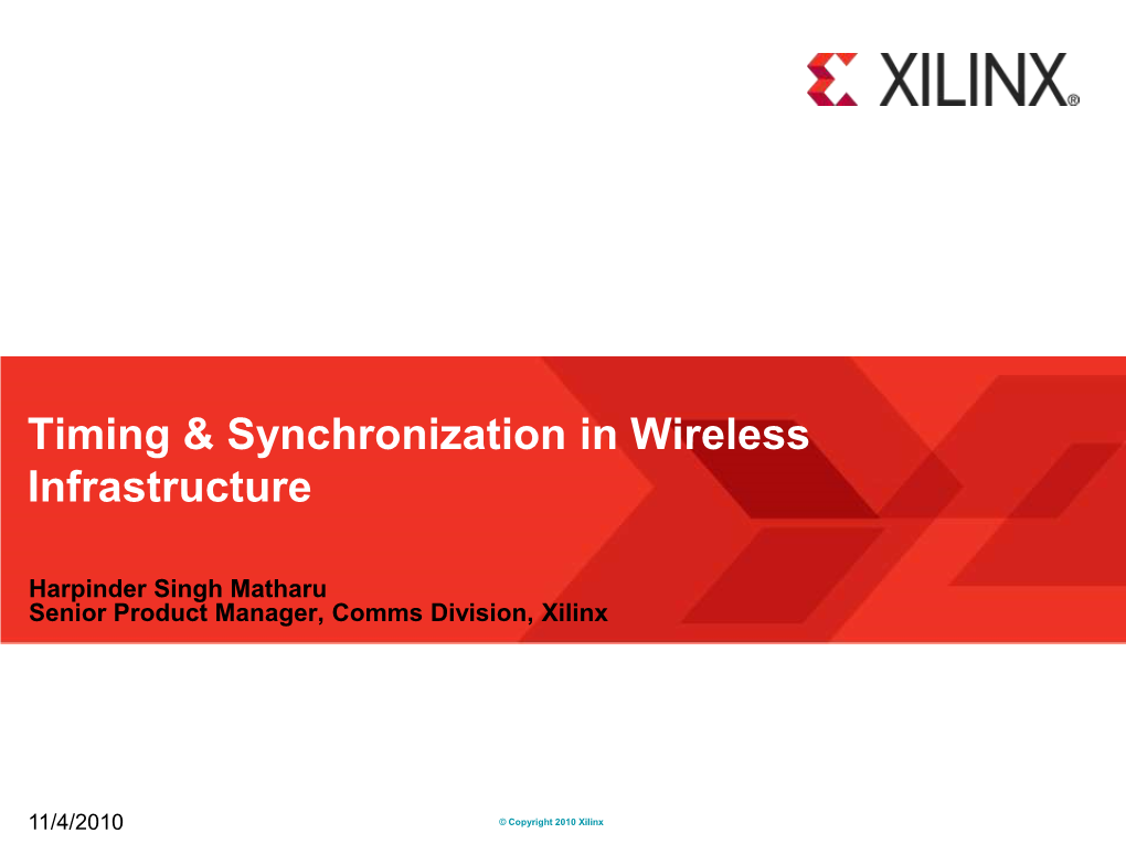 Timing and Synchronisation Challenges in Wireless Infrastructure