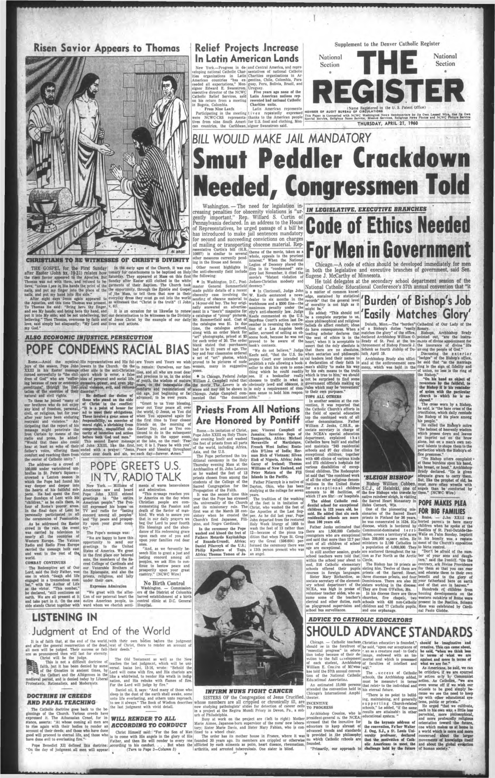 Smut Peddler Crackdown Needed, Congressmen Told Washington.-* the Need Tor Legislation In­ in LEGISLATIVE