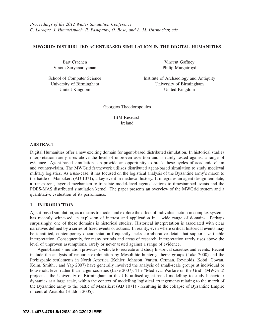 Distributed Agent-Based Simulation in the Digital Humanities