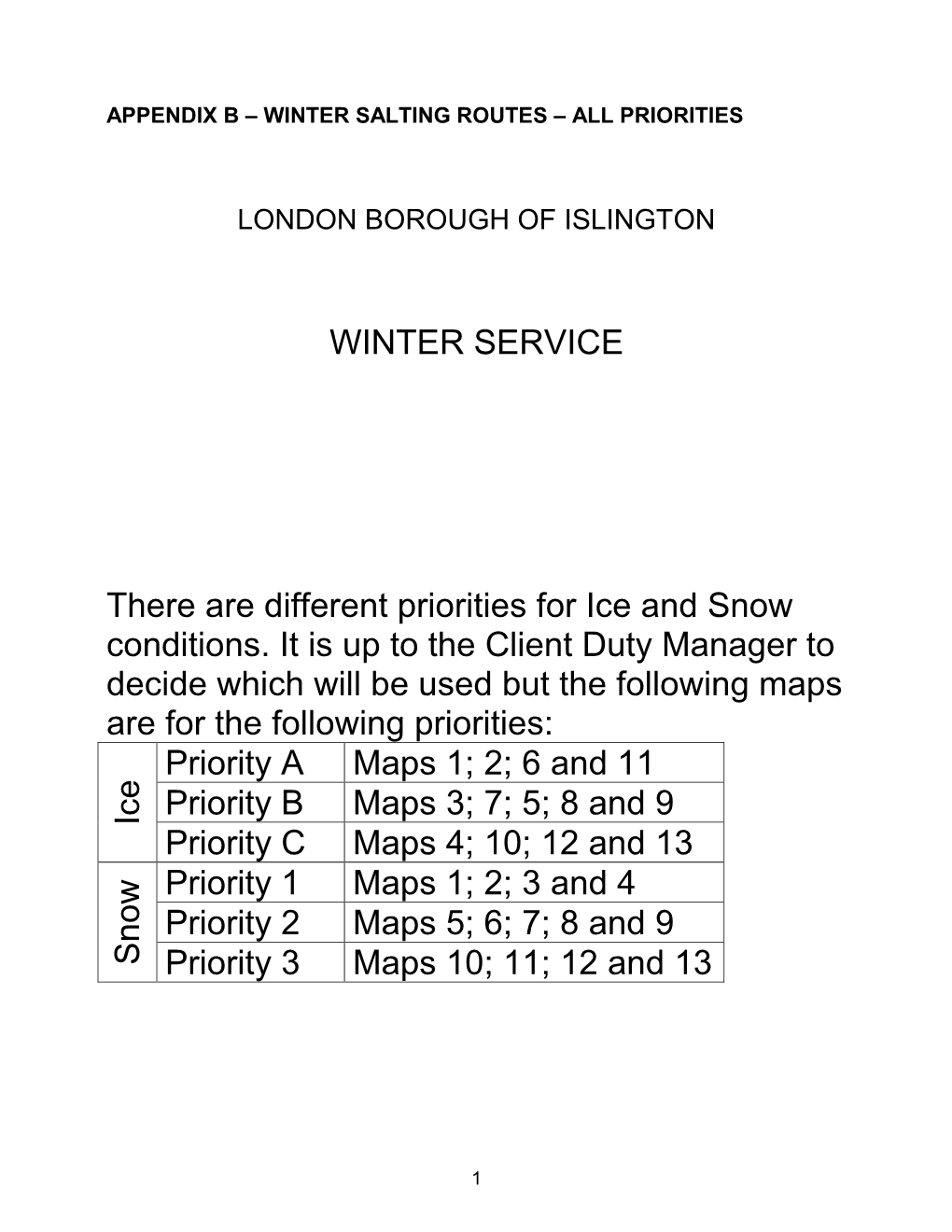 Winter Service Operational Plan