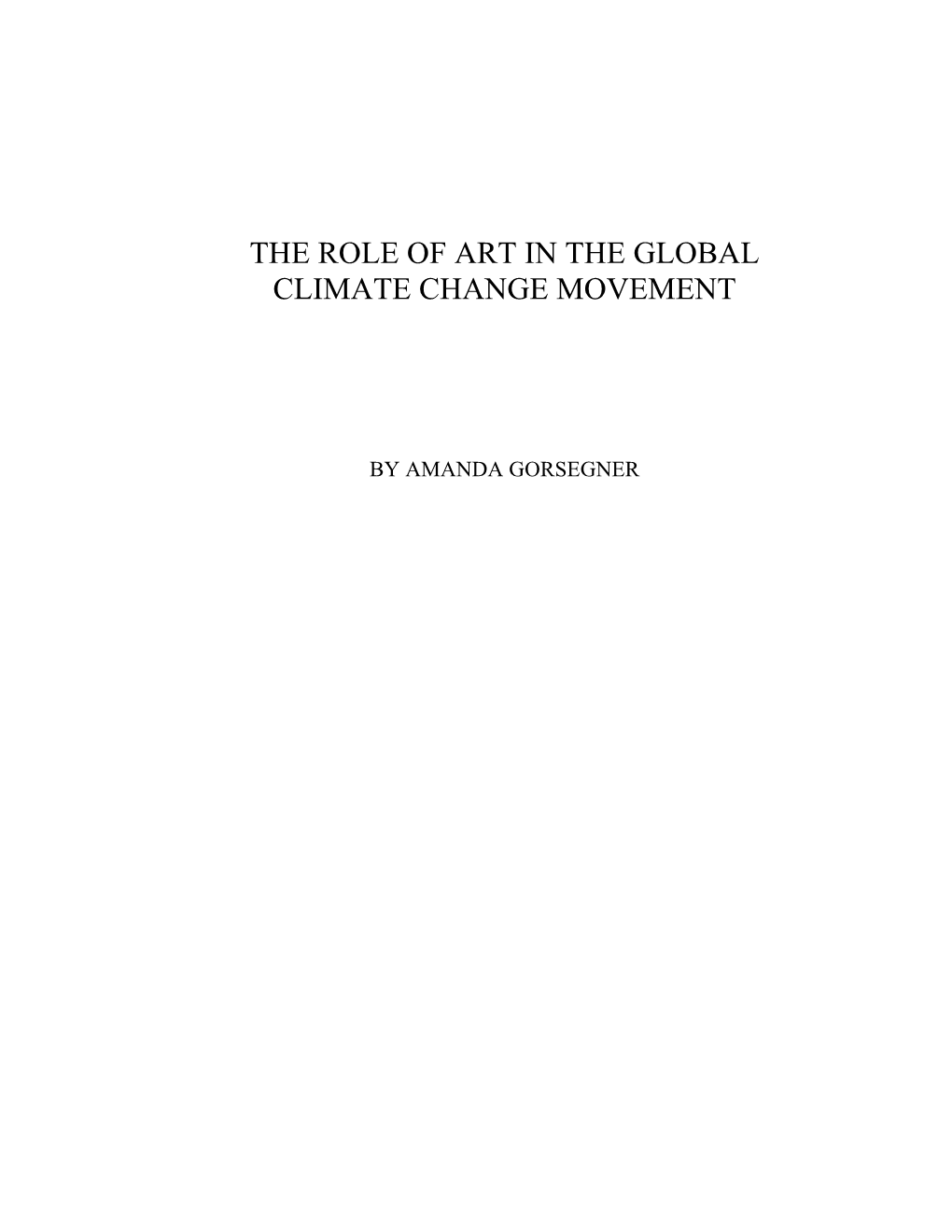 The Role of Art in the Global Climate Change Movement