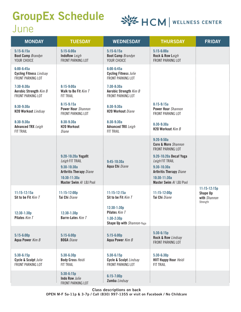 Groupex Schedule June