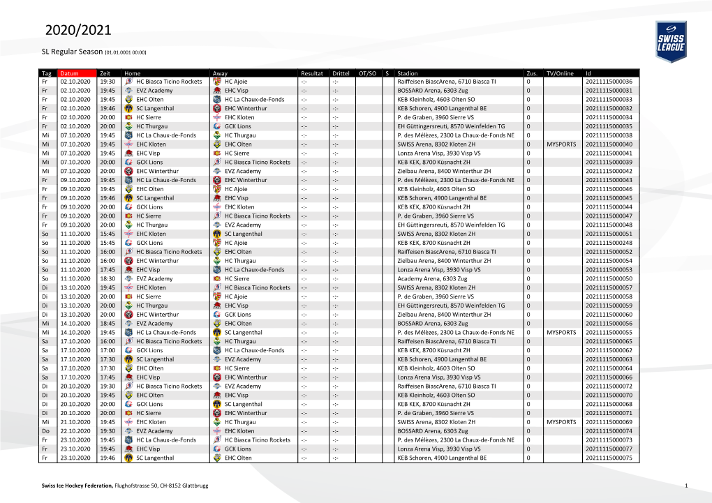 SL Regular Season (01.01.0001 00:00)