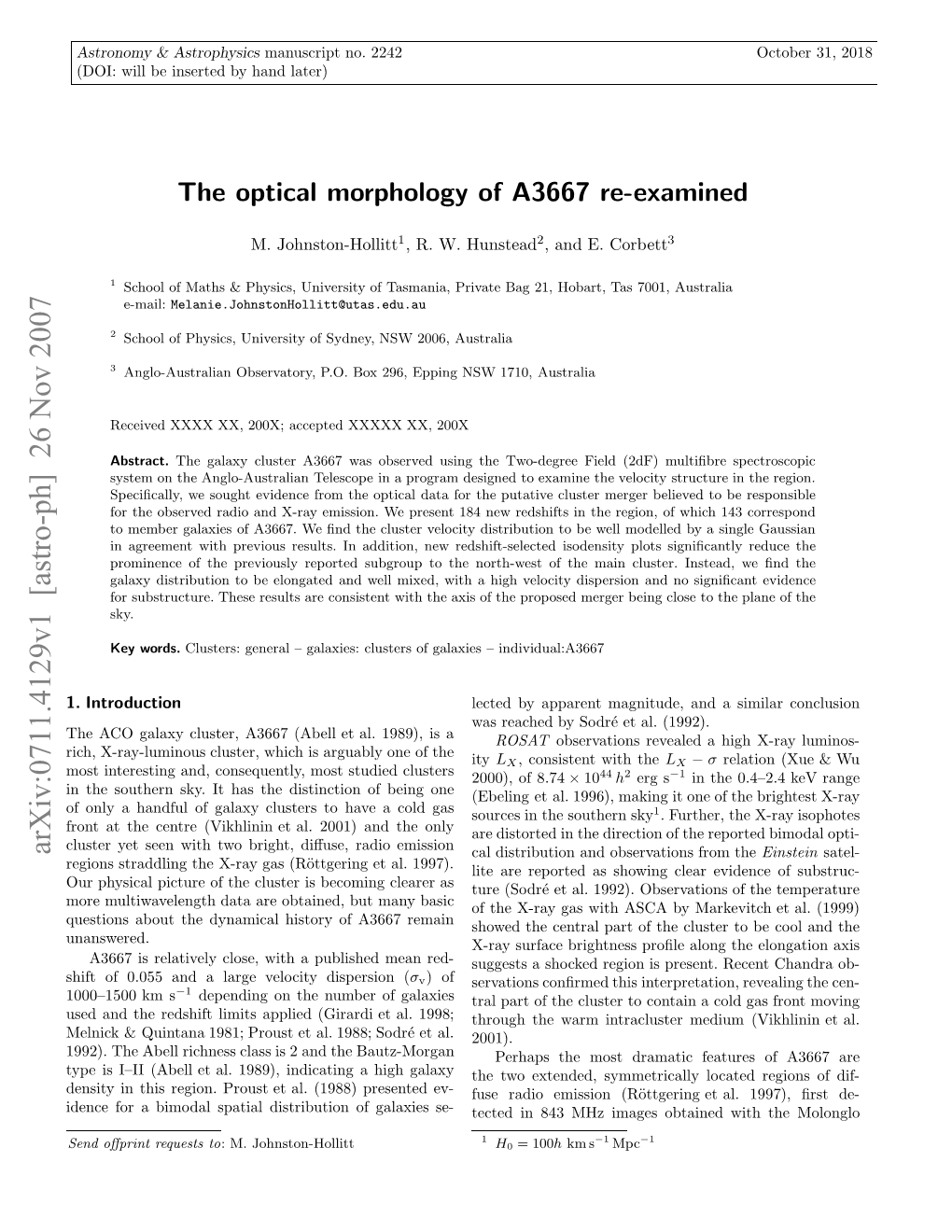 The Optical Morphology of A3667 Re-Examined