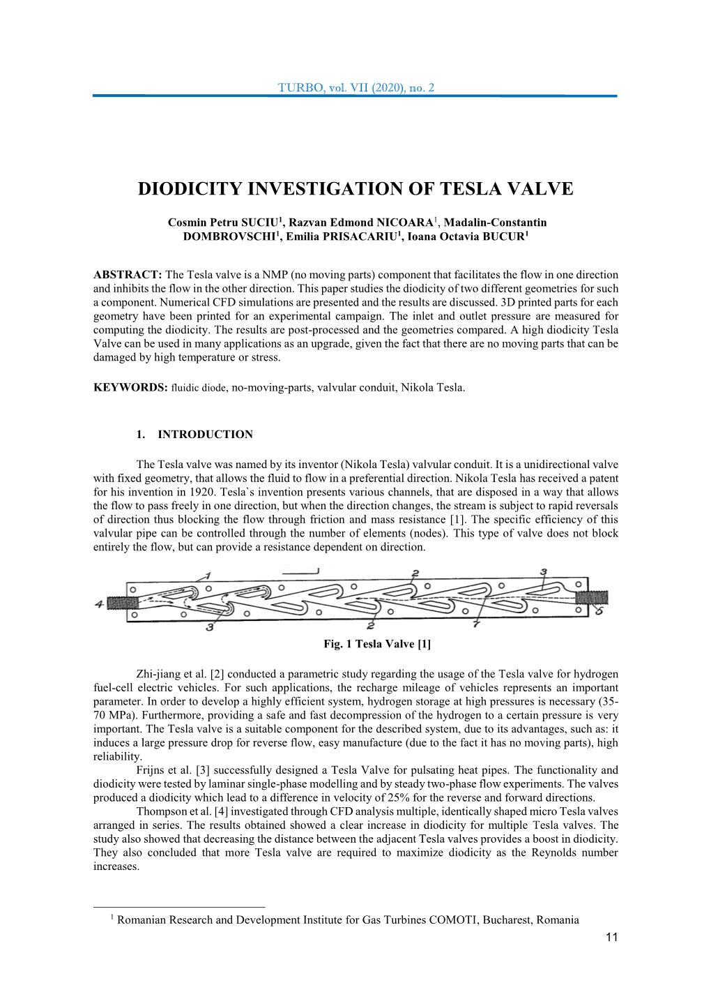 Diodicity Investigation of Tesla Valve