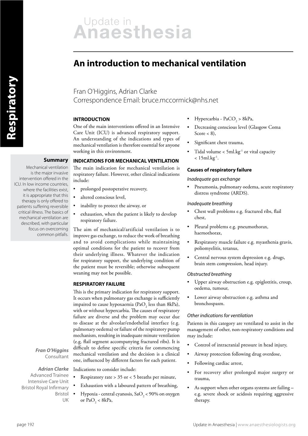 An Introduction to Mechanical Ventilation