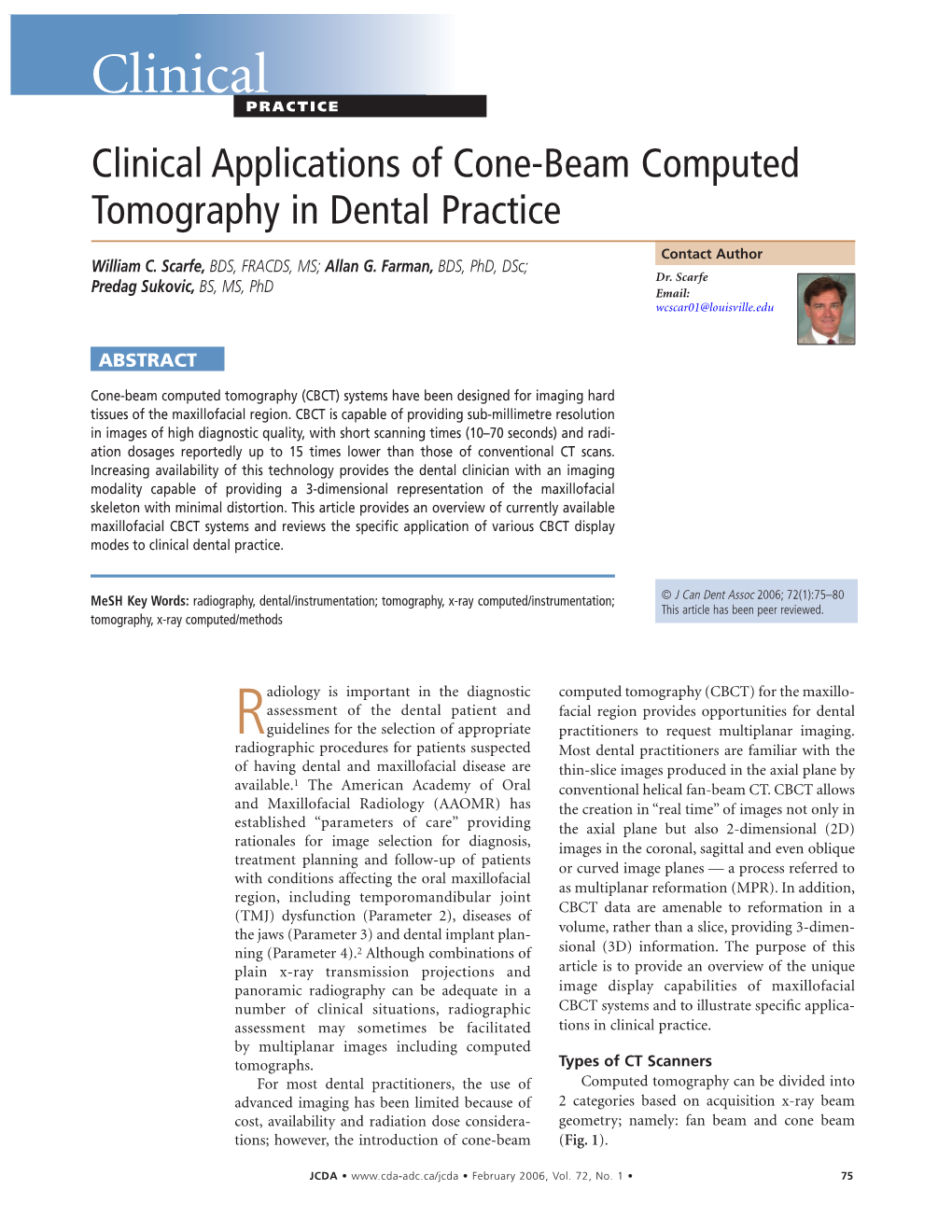 Clinical Applications of Cone-Beam Computed Tomography in Dental Practice