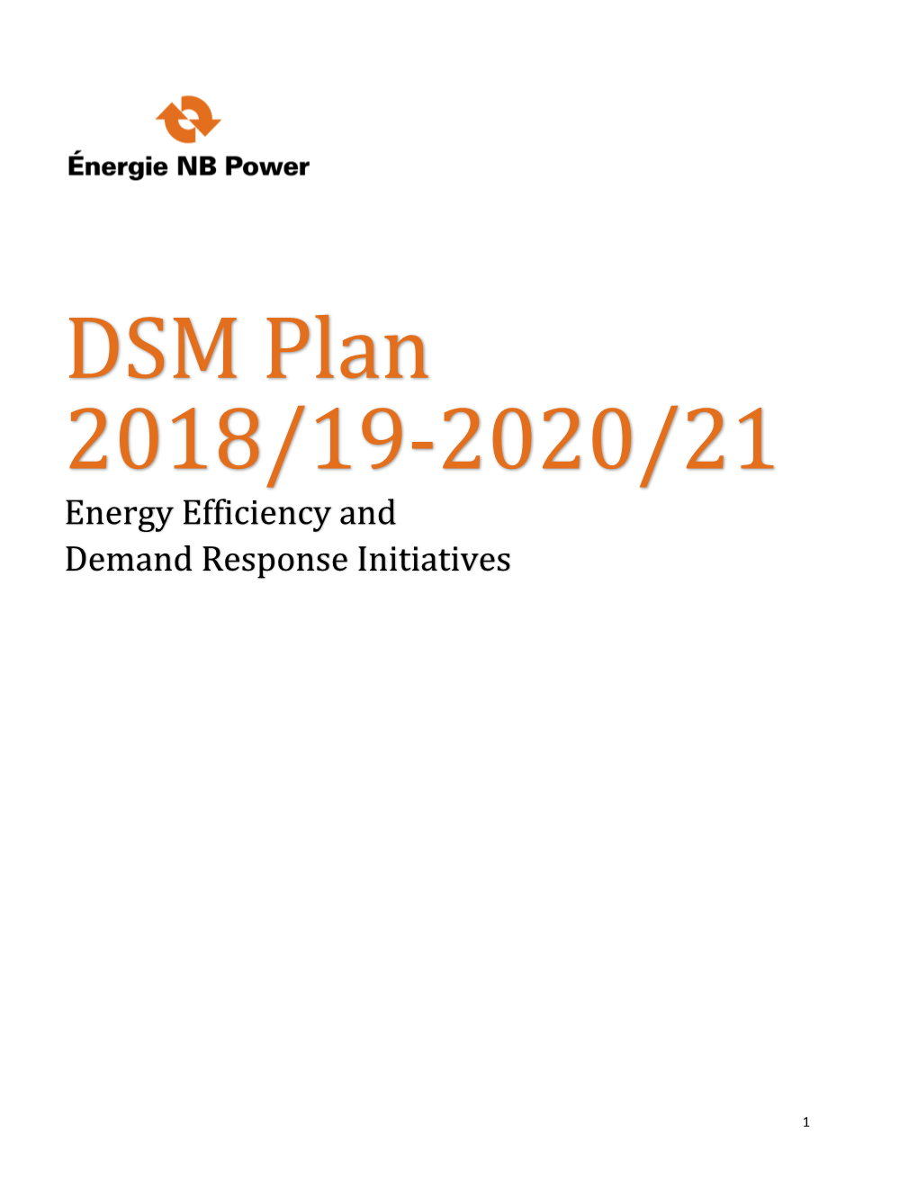 DSM Plan 2018/19-2020/21 Energy Efficiency and Demand Response Initiatives