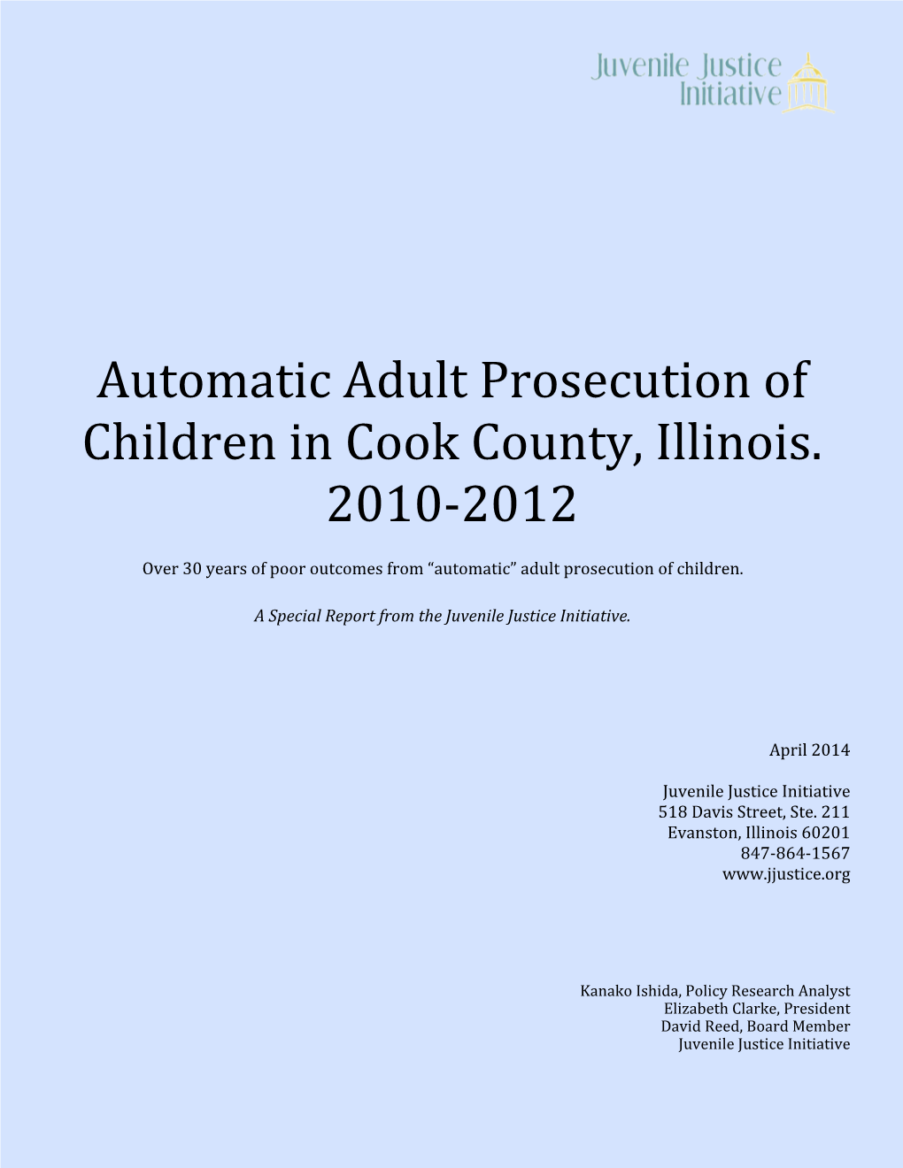 Automatic Adult Prosecution of Children in Cook County, Illinois