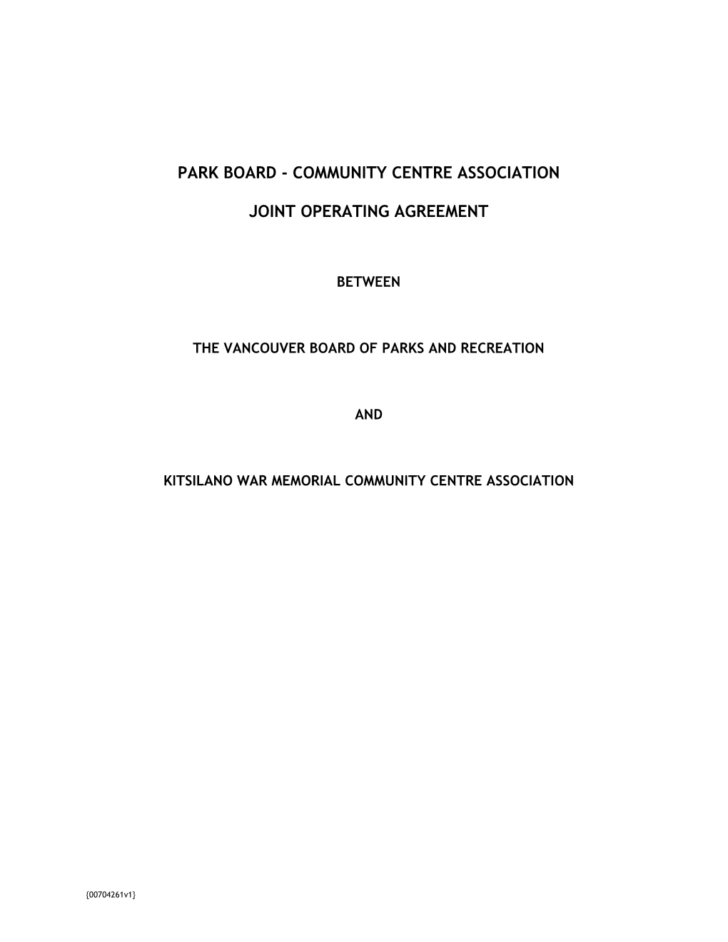 Park Board - Community Centre Association