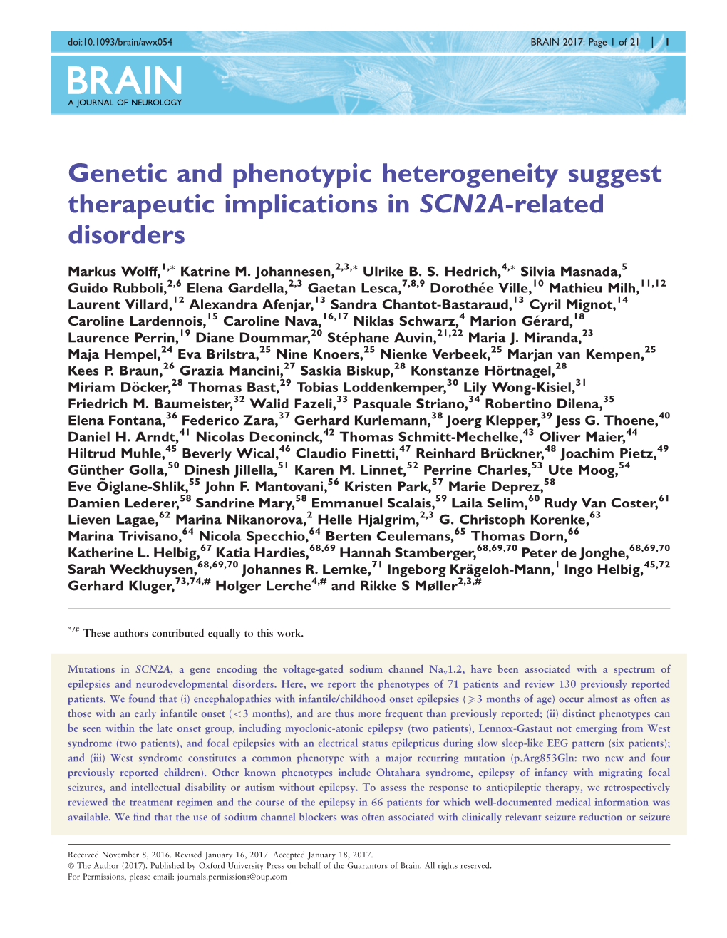 Genetic and Phenotypic Heterogeneity Suggest Therapeutic Implications in SCN2A-Related Disorders