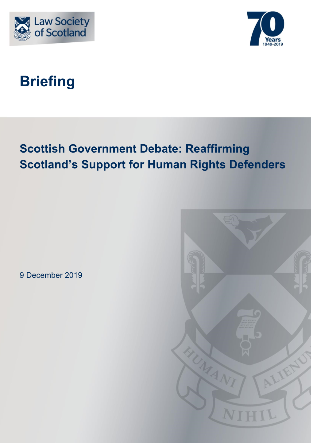 Briefing Scottish Government Debate