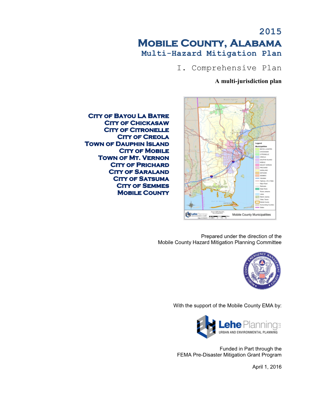 Mobile County, Alabama Multi-Hazard Mitigation Plan I