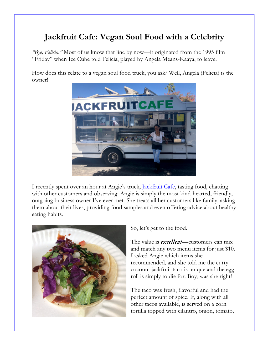 Jackfruit Cafe: Vegan Soul Food with a Celebrity