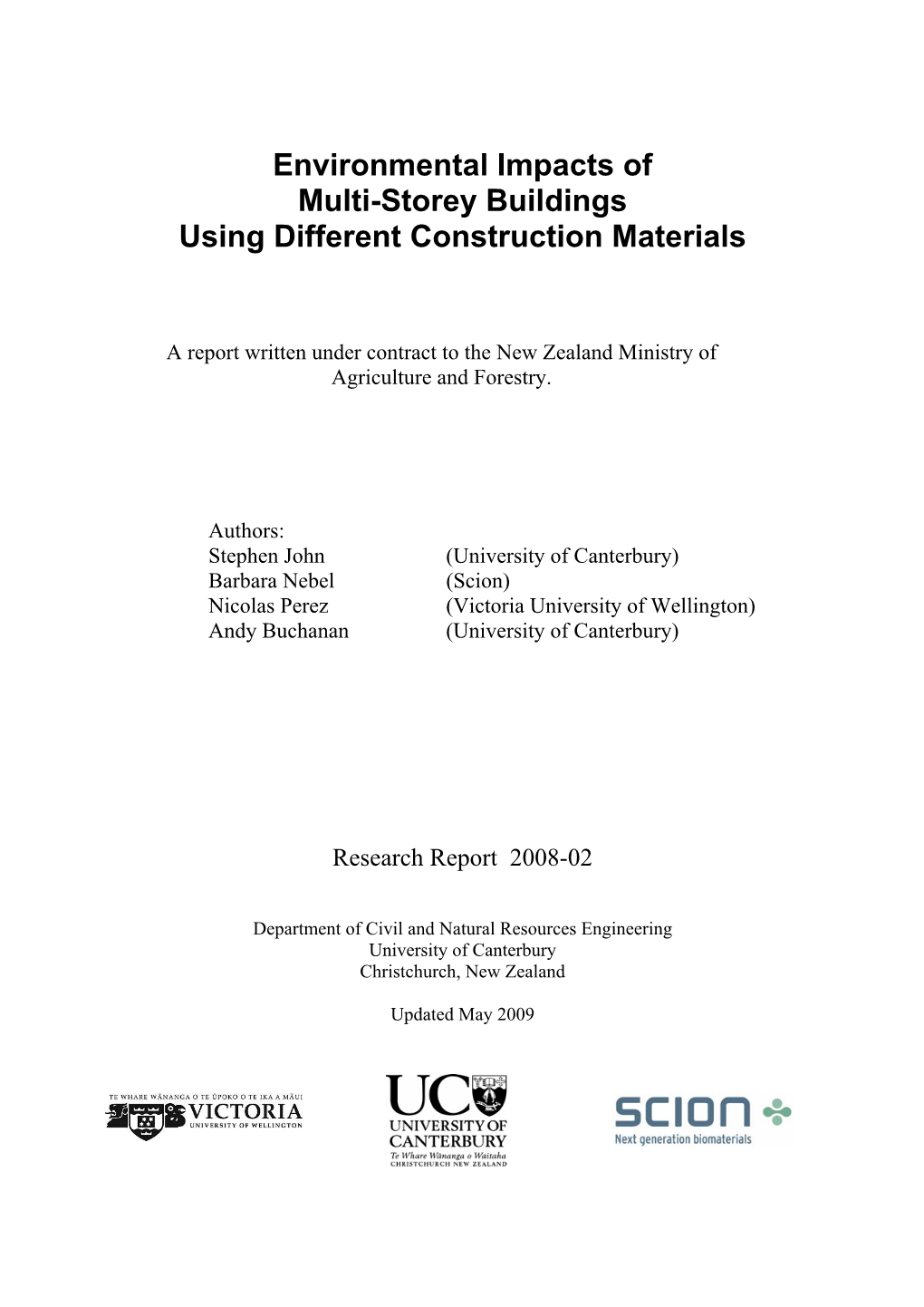 Environmental Impacts of Multi-Storey Buildings Using Different Construction Materials