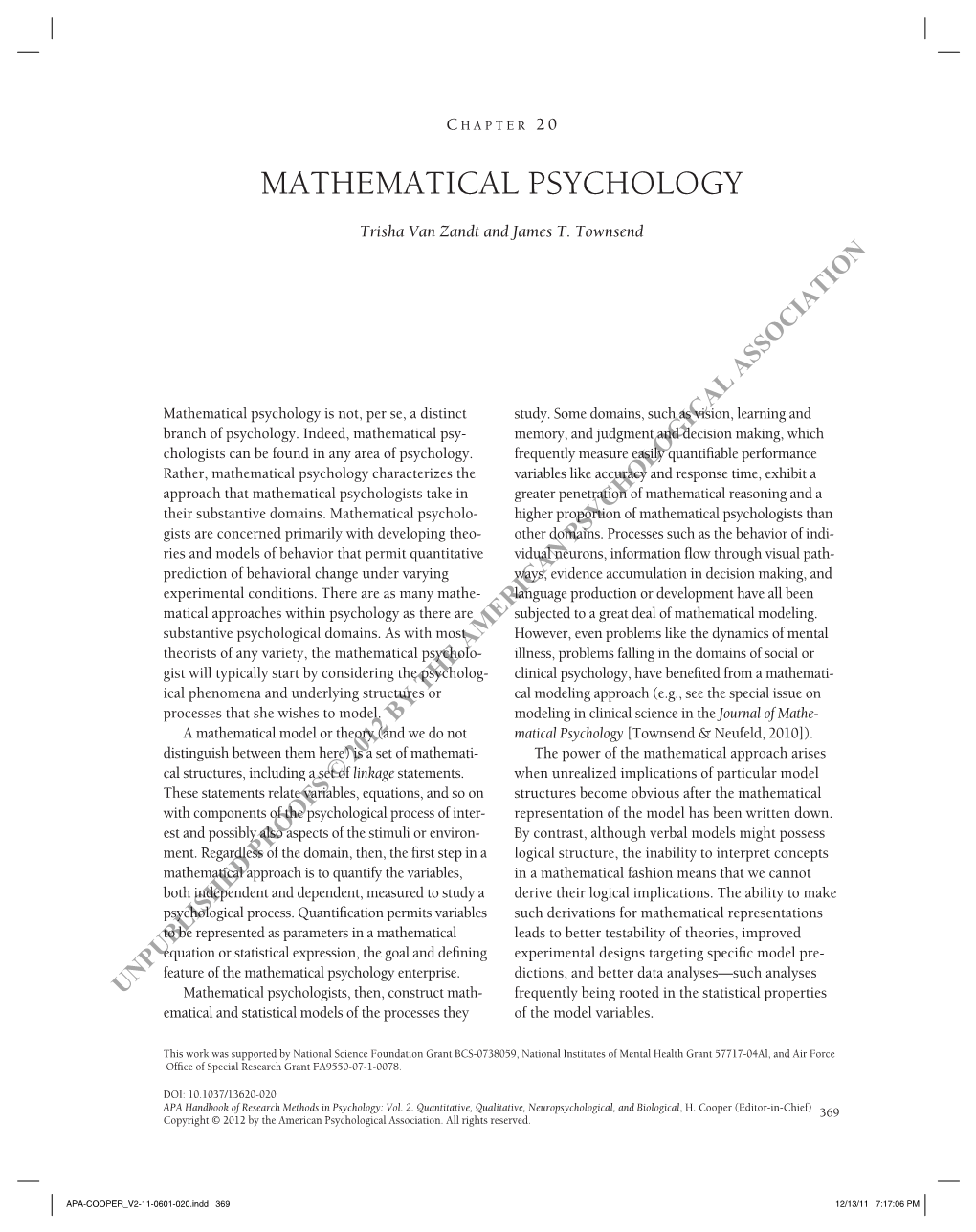 Mathematical Psychology