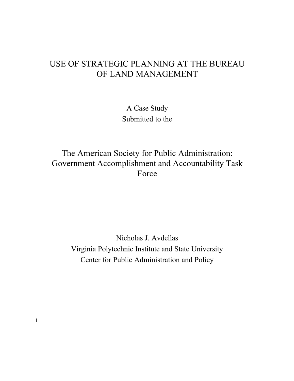 Use of Strategic Planning at the Bureau of Land Management