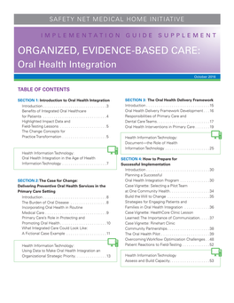 Organized, Evidence-Based Care Supplement: Oral Health Integration