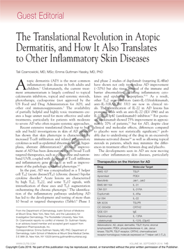 The Translational Revolution in Atopic Dermatitis, and How It Also Translates to Other Inflammatory Skin Diseases