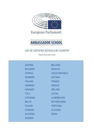 List of Certified Schools by Country