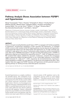 Pathway Analysis Shows Association Between FGFBP1 and Hypertension