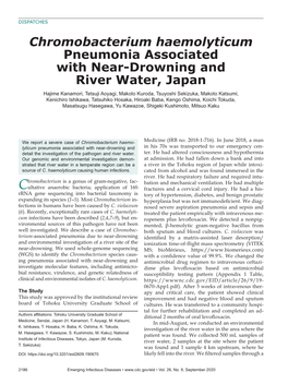 Chromobacterium Haemolyticum Pneumonia Associated With