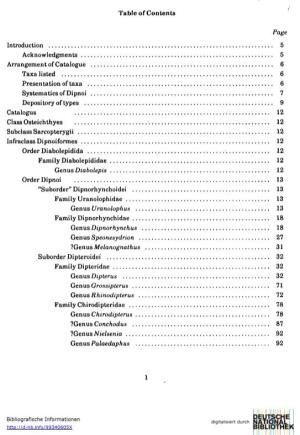 Table of Contents Introduction 5 Acknowledgments 5 Arrangement of Catalogue 6 Taxa Listed 6 Presentation of Taxa 6 Systematics O